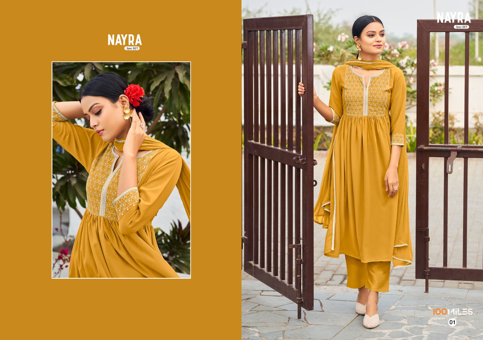 100 Miles Nayra Cut Georgette Wholesale Readymade Salwar Kameez 